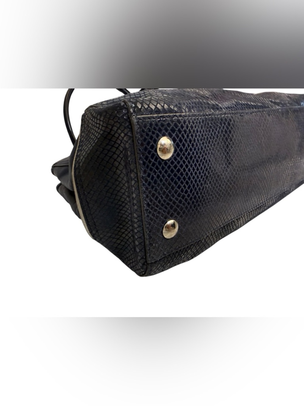 Coach Navy Leather Tote with Heart Charm Accent - Picture 13 of 13